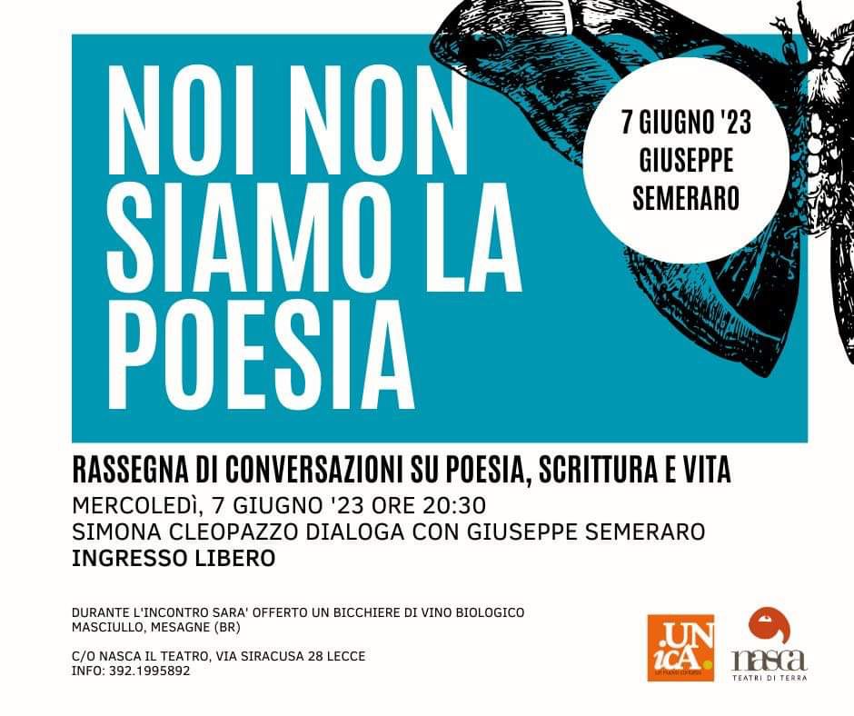 “NOI NON SIAMO LA POESIA”. Lecce stasera al Teatro Nasca con Giuseppe Semeraro