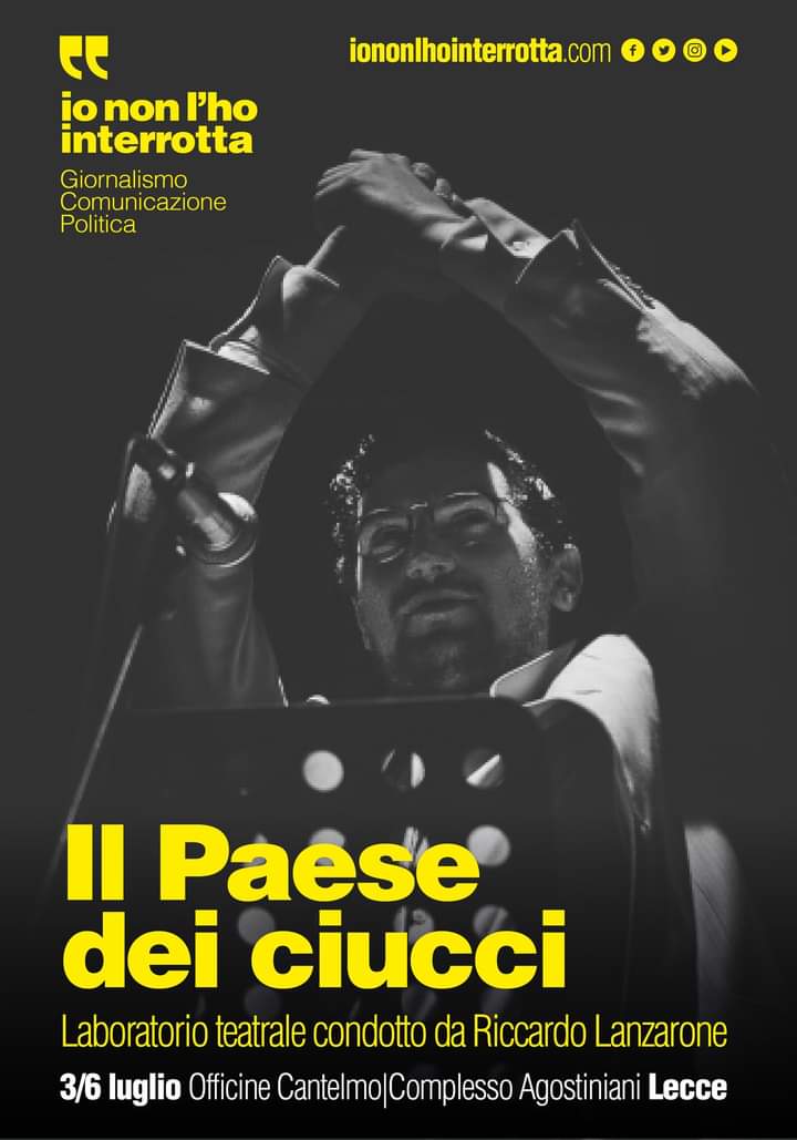 “Il paese dei Ciucci”, laboratorio teatrale a Lecce dal 3 al 6 luglio con Roberto Lanzarone.