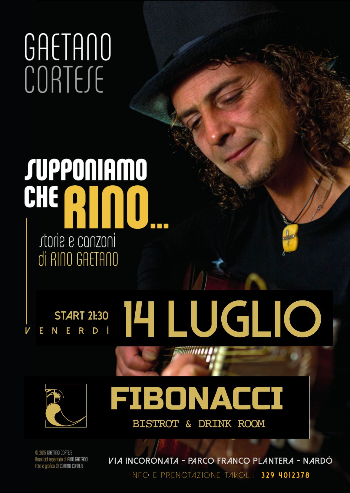 “Supponiamo che Rino…”, le canzoni di Rino Gaetano dal cantautore salentino Gaetano Cortese stasera al Fibonacci di Nardò.