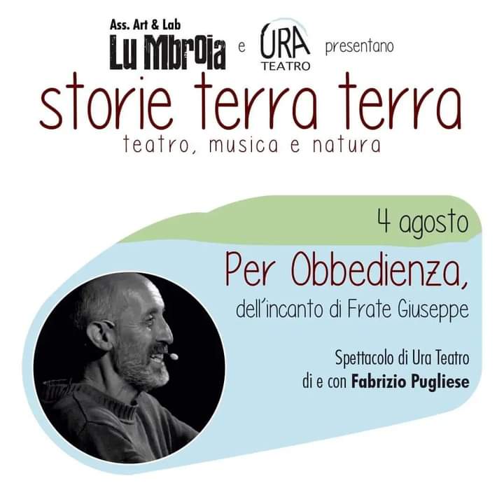 A Corigliano d’Otranto stasera in scena “PER OBBEDIENZA dell’incanto di frate Giuseppe”, con Fabrizio Pugliese
