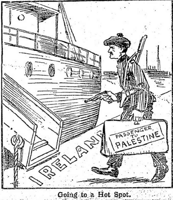 Propagandopolis/”Going To a Hot Spot”, la Palestina in una vignetta irlandese del 1922
