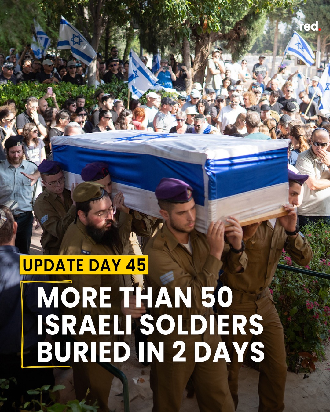 45* giorno di guerra. 13mila i morti. Israele spara oltre che sui civili inermi anche su Croce Rossa, Mezza luna e OMS: “complici dei terroristi di Hamas”.