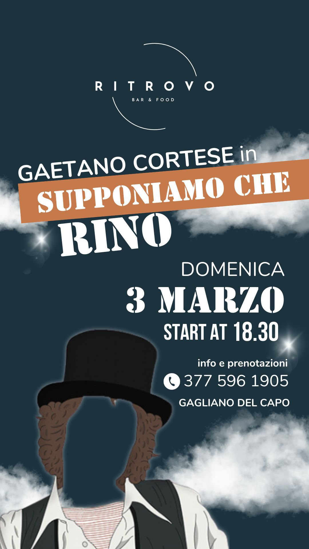 Gaetano Cortese è “Supponiamo che Rino” stasera a Gagliano del Capo. Dedicato a Rino Gaetano.